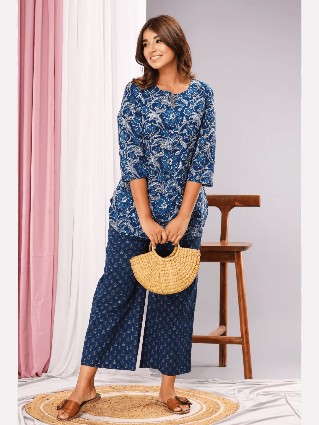 Space Blue Cotton Loungewear