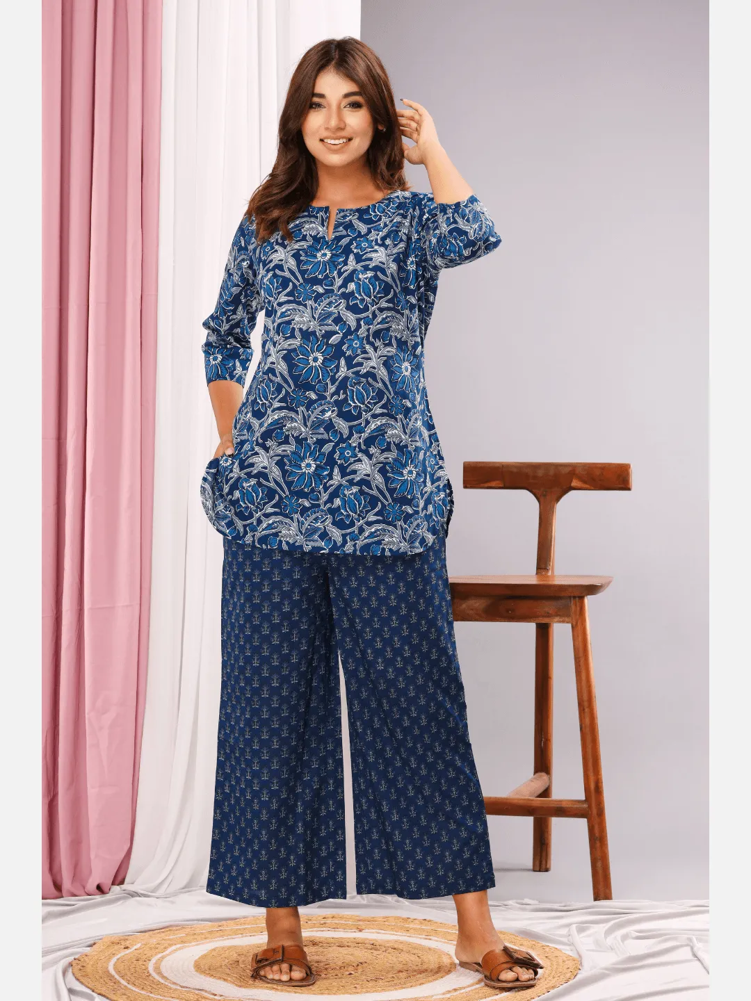 Space Blue Cotton Loungewear