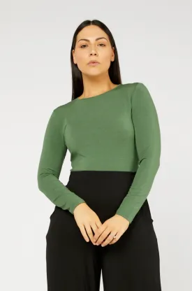 Tani High Neck Long Sleeve Top Sage Marle