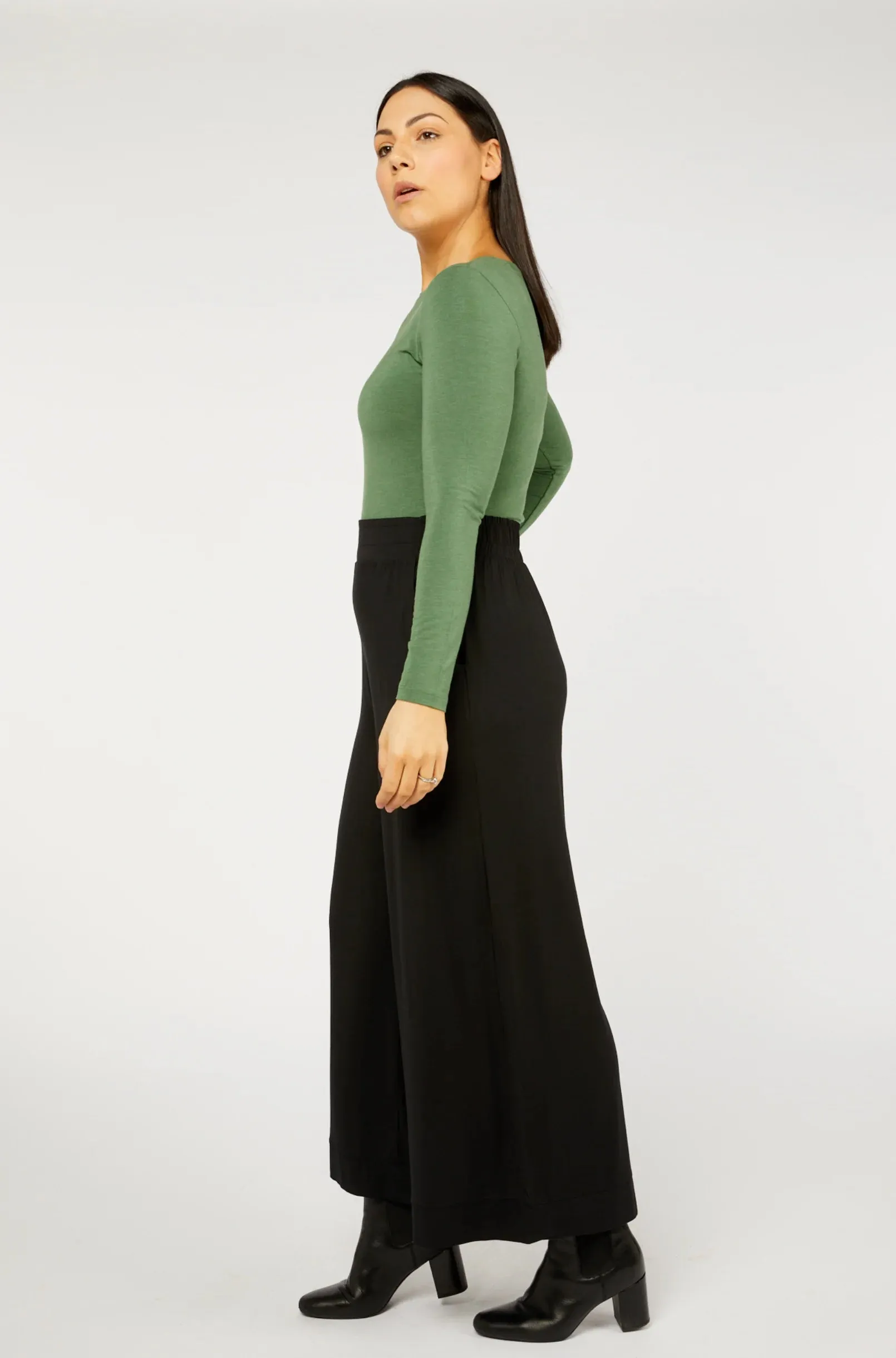 Tani High Neck Long Sleeve Top Sage Marle