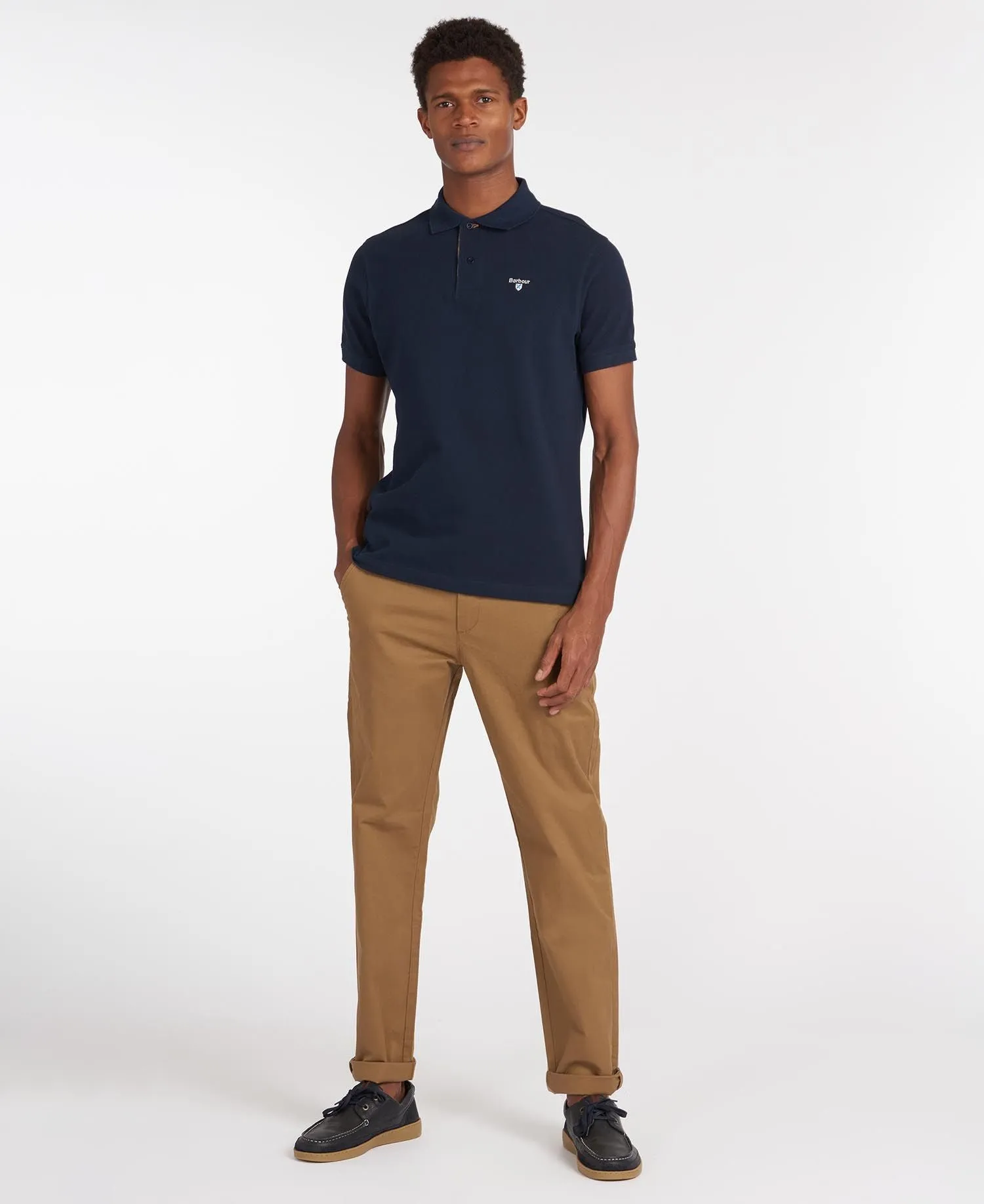 Tartan Pique Polo  - New Navy