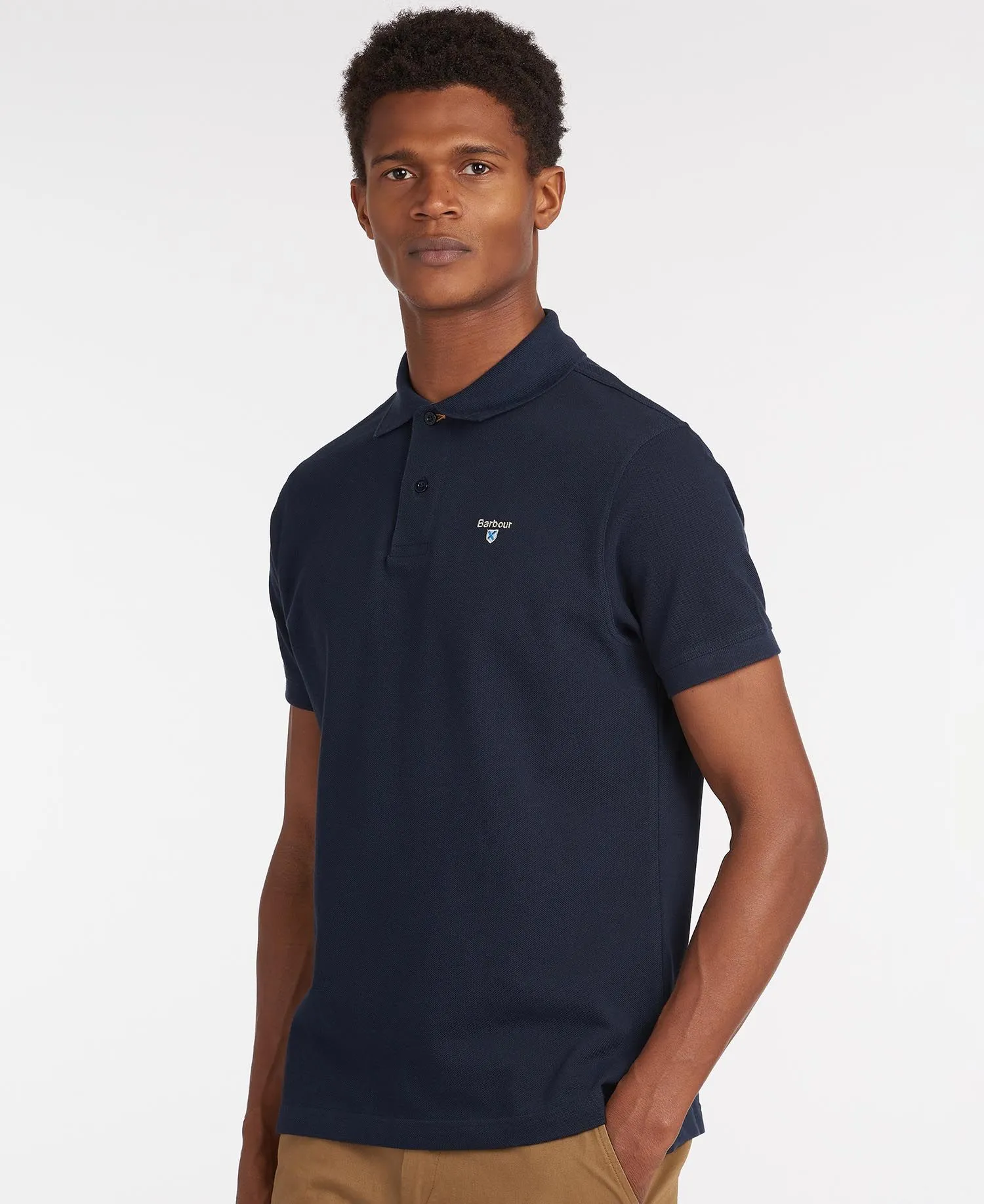 Tartan Pique Polo  - New Navy