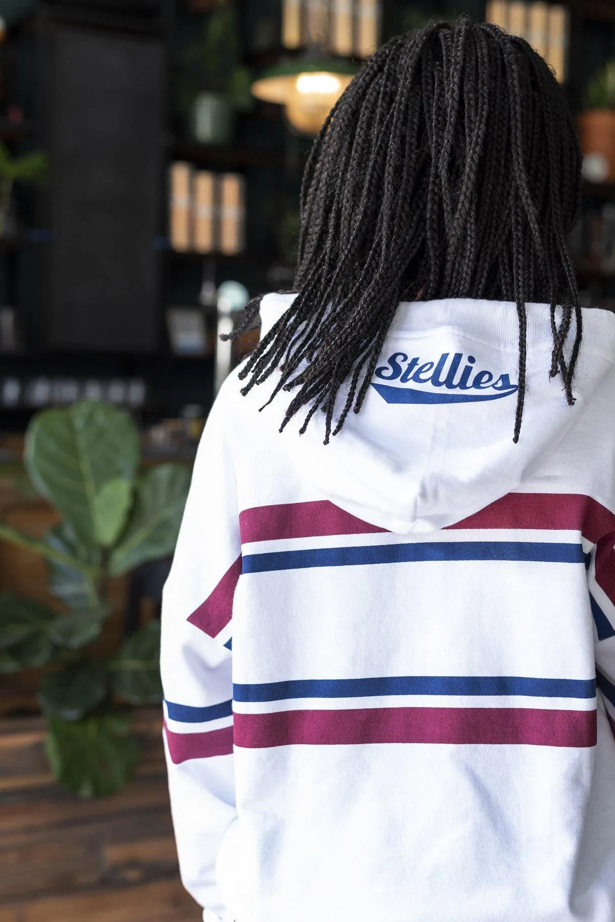 The Striped Fleece Hoodie In White