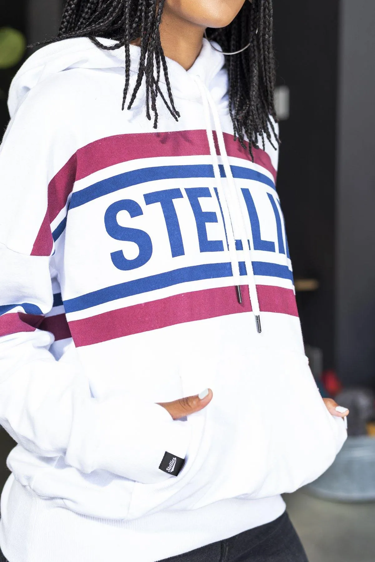 The Striped Fleece Hoodie In White