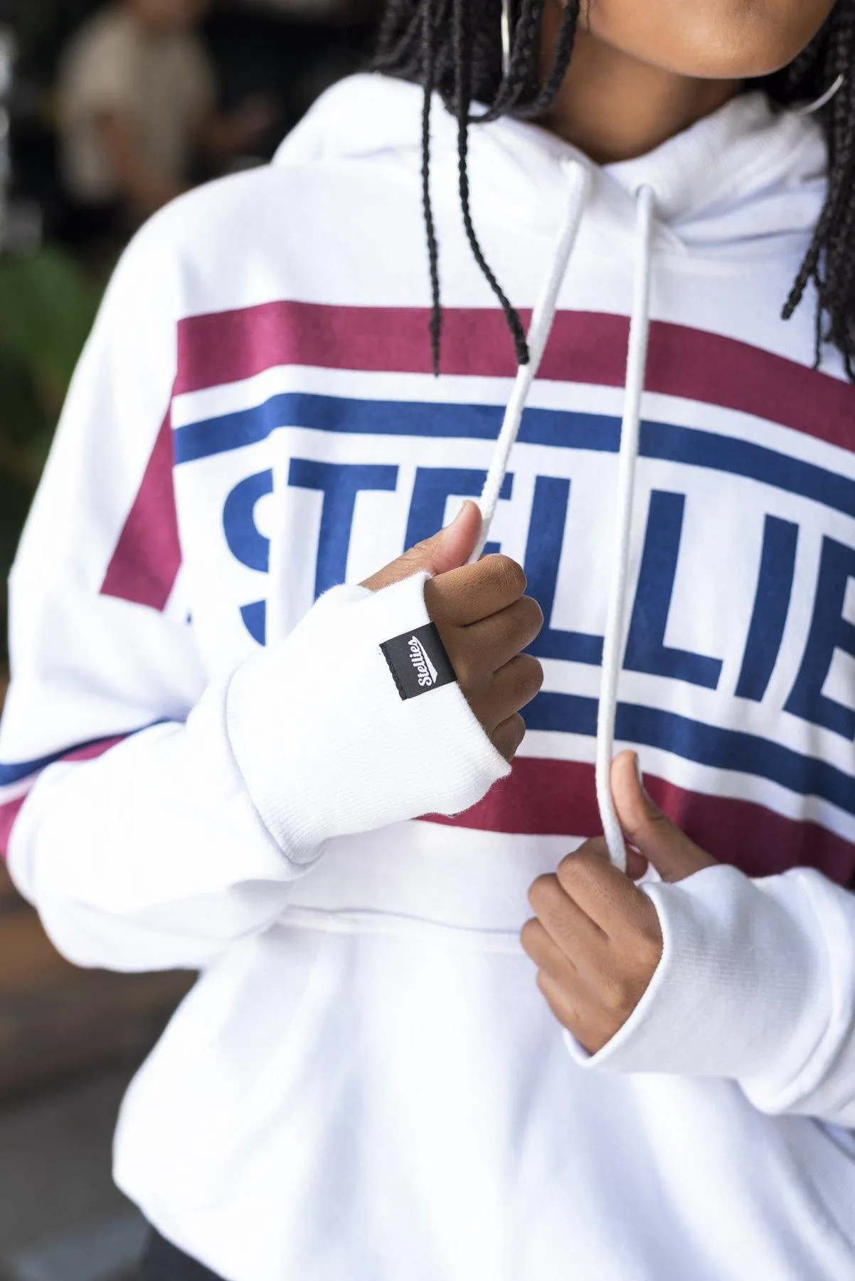 The Striped Fleece Hoodie In White