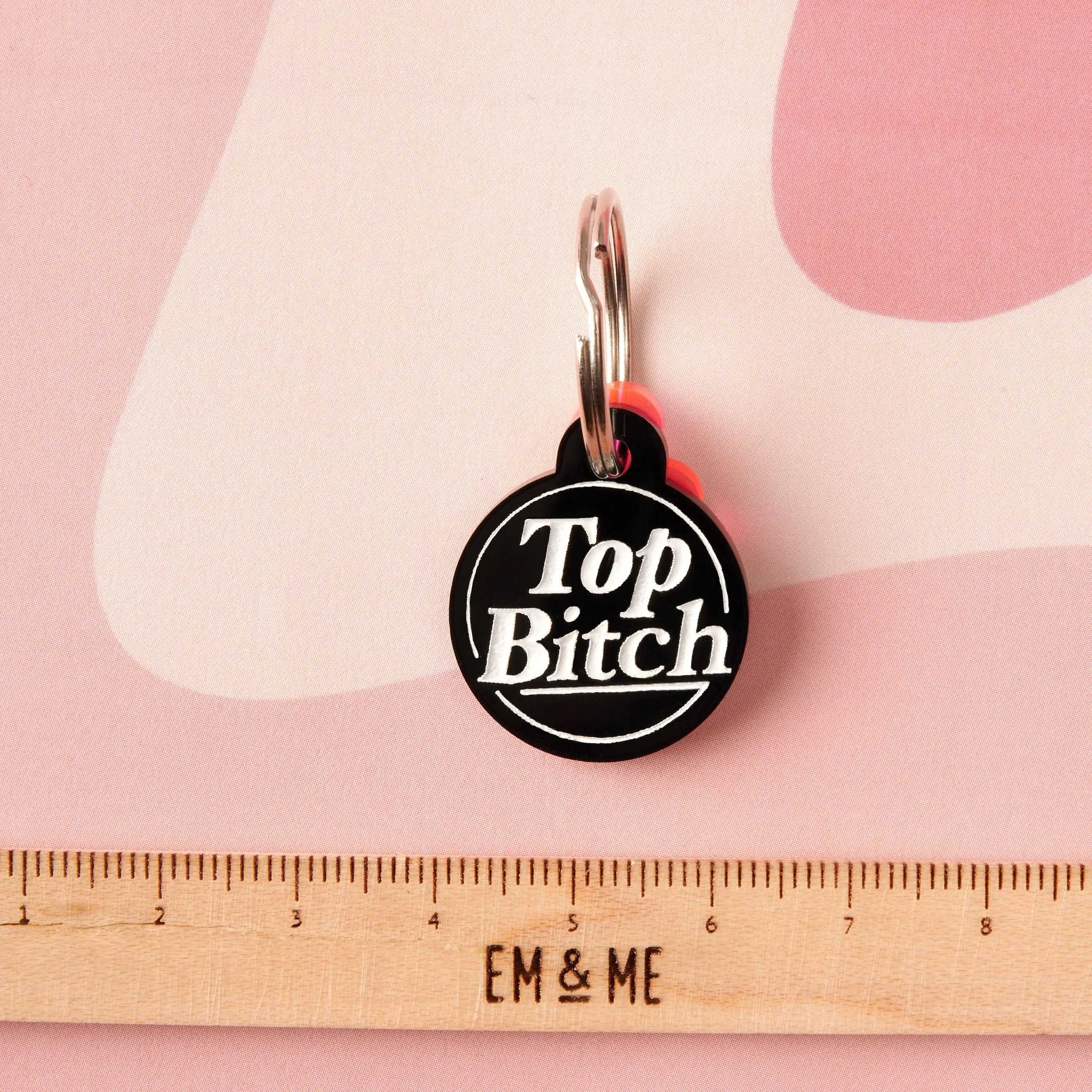 Top bitch Pet ID tag, Cat and Dog Tag, personalized pet tag