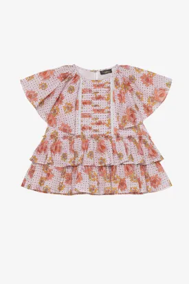 Velveteen Evie Girls Shirt - Floral Tile