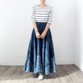 Vintage Pleated Denim Skirt