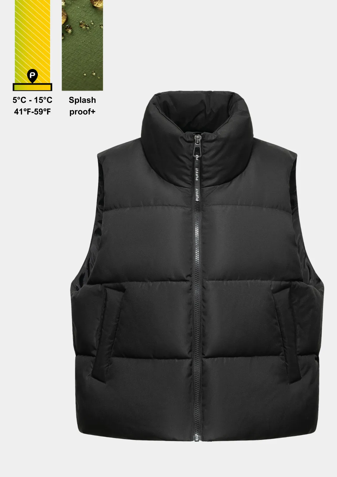 Winter Warmer  Stand-up Puffer Gilet Splashproof