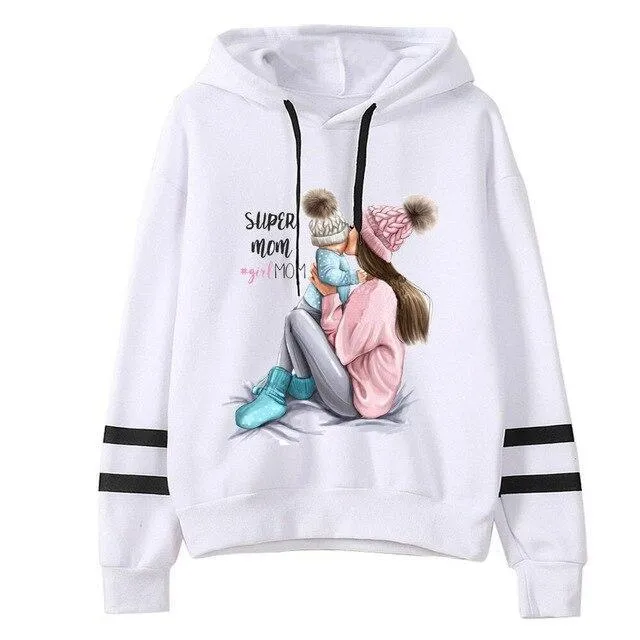 Women MOM Baby print Hoodies Thanksgiving Print Long Sleeve Sweatshirt Hooded Pullover Tops New 2019 Autumn Winter Hooded