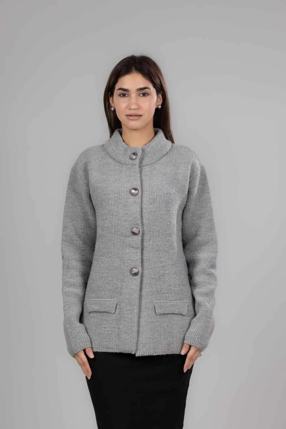 Women Woolen T-Neck Short Coat