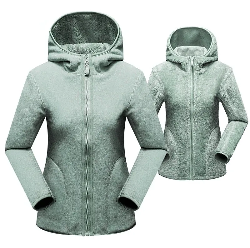 Women's Reversible Fleece Jacket / Stylish Zipper Pullover With Hood - SF0016