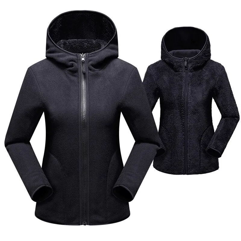 Women's Reversible Fleece Jacket / Stylish Zipper Pullover With Hood - SF0016